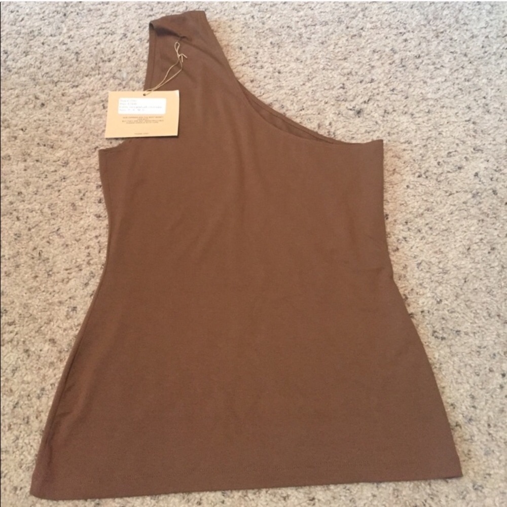 Nwt tan one shoulder top